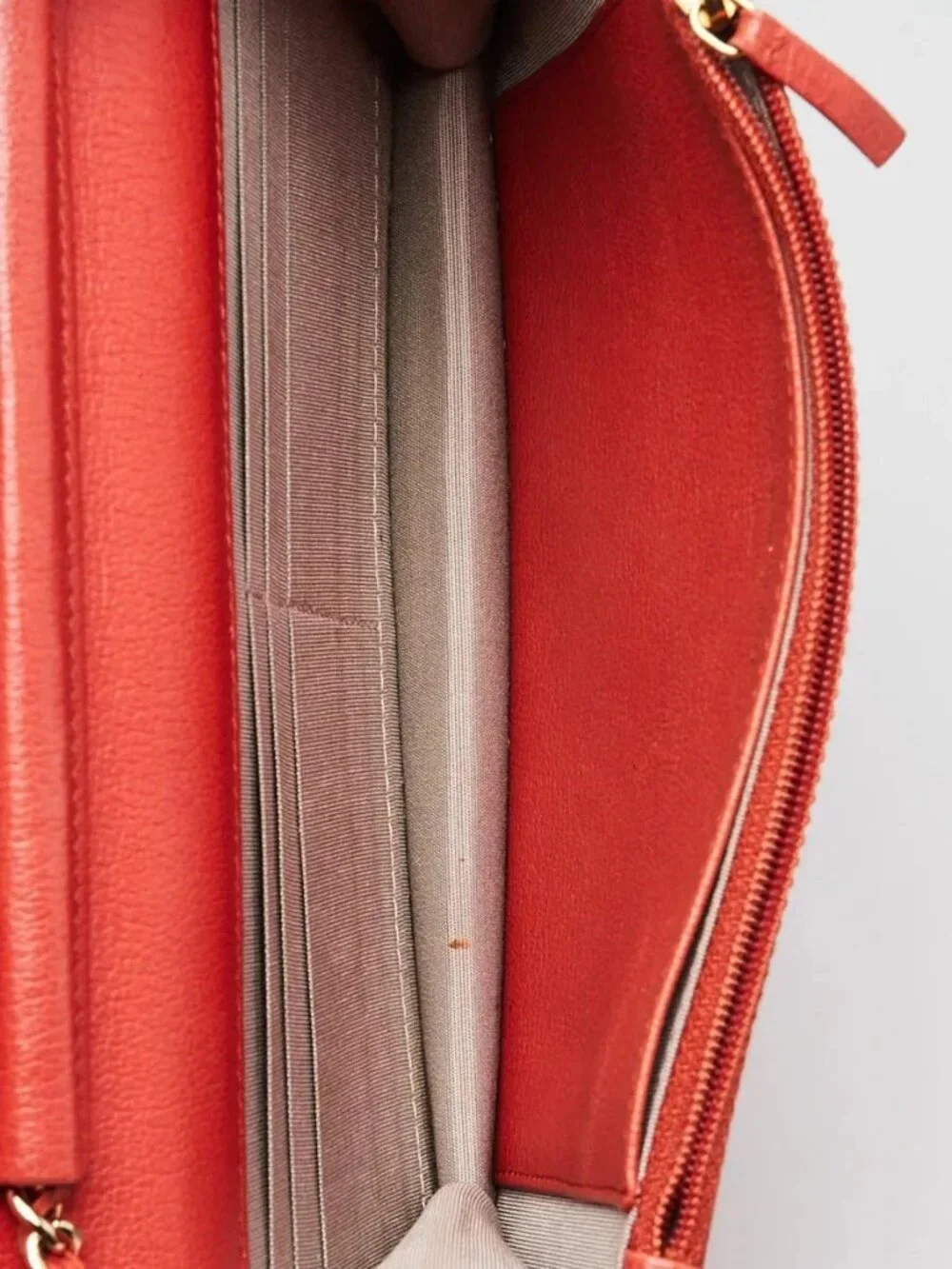 Chanel Red Grained Leather Camellia Embossed WOC Clutch Bag